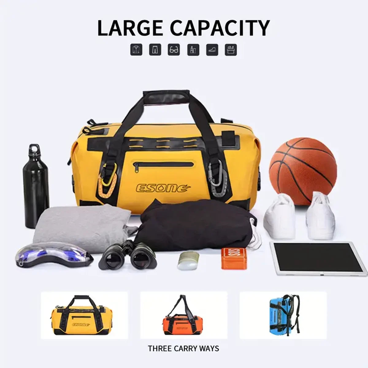 Waterproof Backpack for Women Men 50L Waterproof travel Bag Motorcycle Tail Dry Bags for Camping Boating Kayaking Fishing
