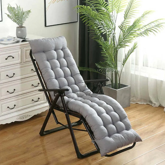 10CM Thick Premium Outdoor Sun Lounger Cushion Pad ,UV Resistant Non-Slip Polyester Fabric with Hip Support Design, Grey