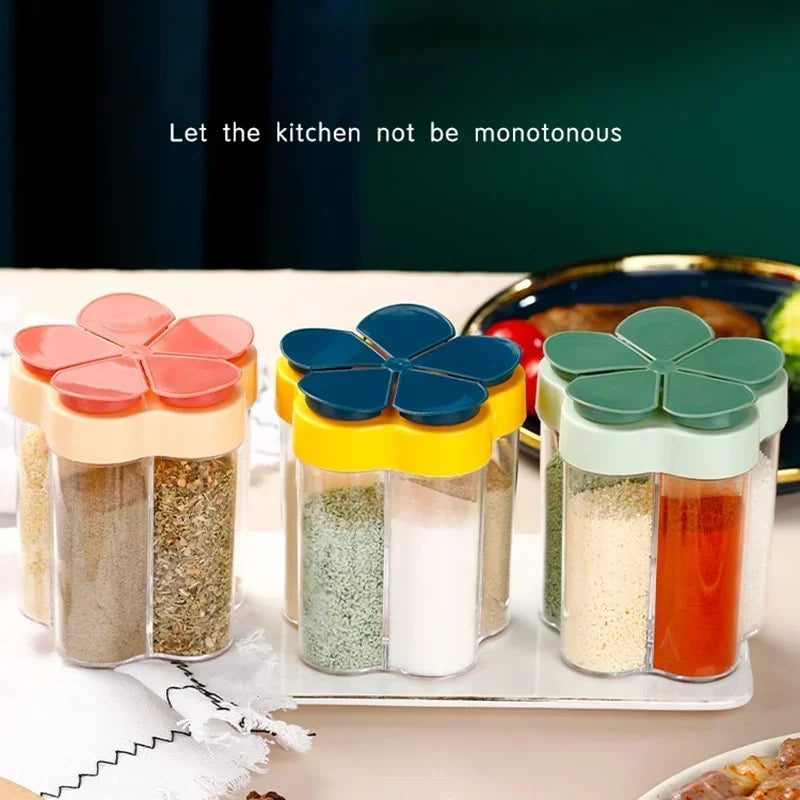 Glass Spices Jars Stickers Salt Sugar Powder Olive Oil Pepper Seasoning Storage Bottle Spoon Base Tools Kitchen Accessories Set