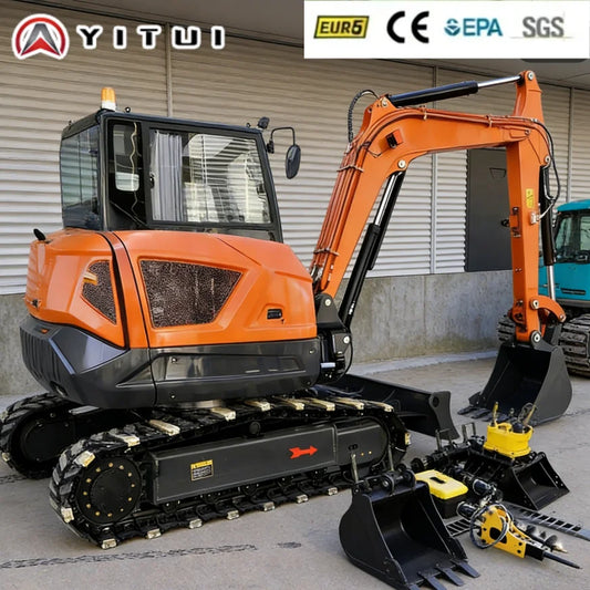 Customized 6.5 Ton Mini Hydraulic Excavator Compact Crawler Digger with Attachments for Farm Construction Garden Maintenance