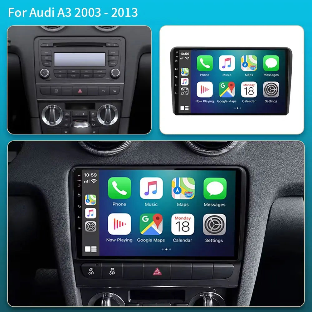 Car Radio Android 15 Carplay Auto For Audi A3 8P 2003-2013 2din Multimedia Player GPS Navigation Audio Stereo DSP Camera 5G BT