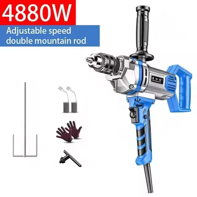 Electric Cement Mixer High Power Concrete Mixer Multifunctional Drill Machine with 6 Adjustable Speed for Mixing Mud Cement