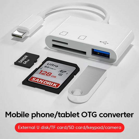 OTG Adapter Type C Plug TF/SD Card Reader For Xiaomi Oneplus iPhone OPPO POCO Cell phone Accessories 3 in 1 USB C to A Connector