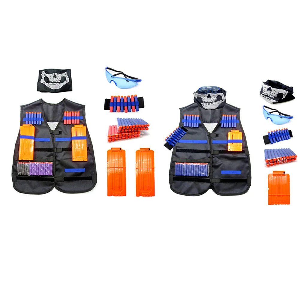Kids Tactical Vest Kit for Nerf N-Strike Elite Series Bullets Magazines Goggles Bib Undershirt Holder Suit Kits Outdoor Game Toy