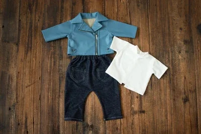 Newborn Photography props infant faux Leather jacket pants Social People cool boy  boss creative studio shooting item