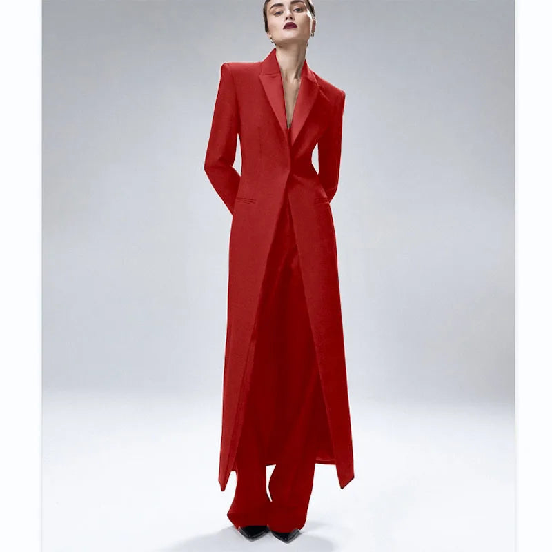 Women's Suit 2-Piece Elegant And Fashionable Women's Suit Jacket Suit Slim Business Formal Wedding One-Button Long Coat XS-XXXL