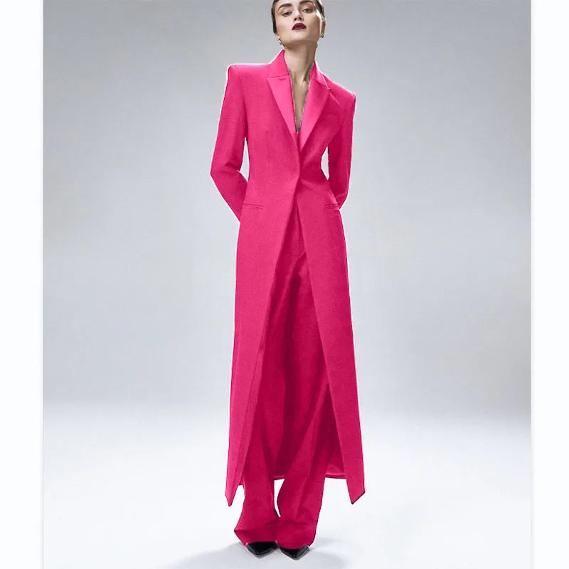 Women's Suit 2-Piece Elegant And Fashionable Women's Suit Jacket Suit Slim Business Formal Wedding One-Button Long Coat XS-XXXL