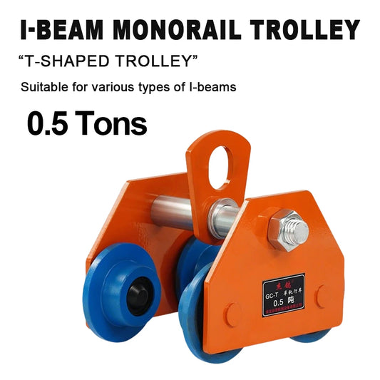 Manual T-Type Trolley Monorail Crane I-Beam Pulley Hoist Lifter 0.5 Ton 1 Ton 2 Ton Monorail Hoisting Pulley Truck