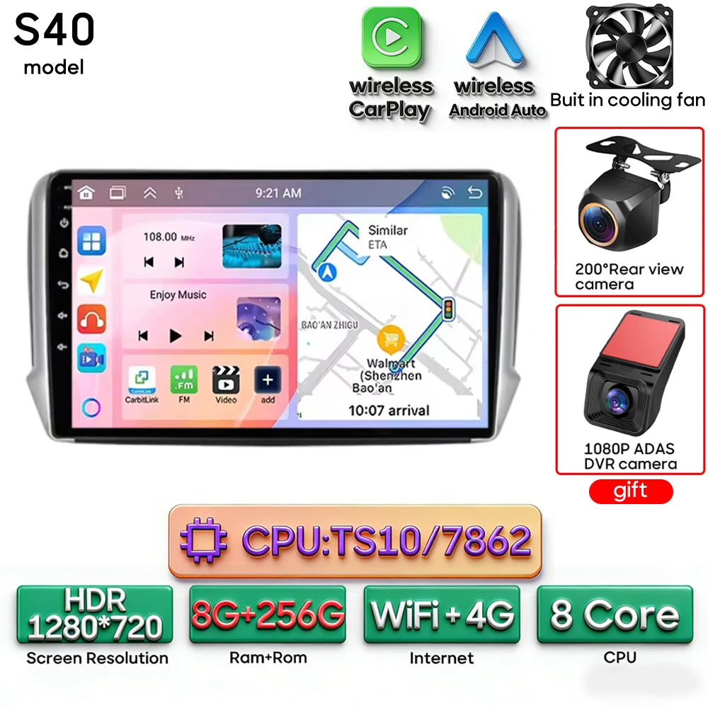 Android Audio Screen For Peugeot 2008 208 2012 - 2018 Car Radio Multimedia Video Player Carplay Auto 4G Wif DSP Navigation GPS