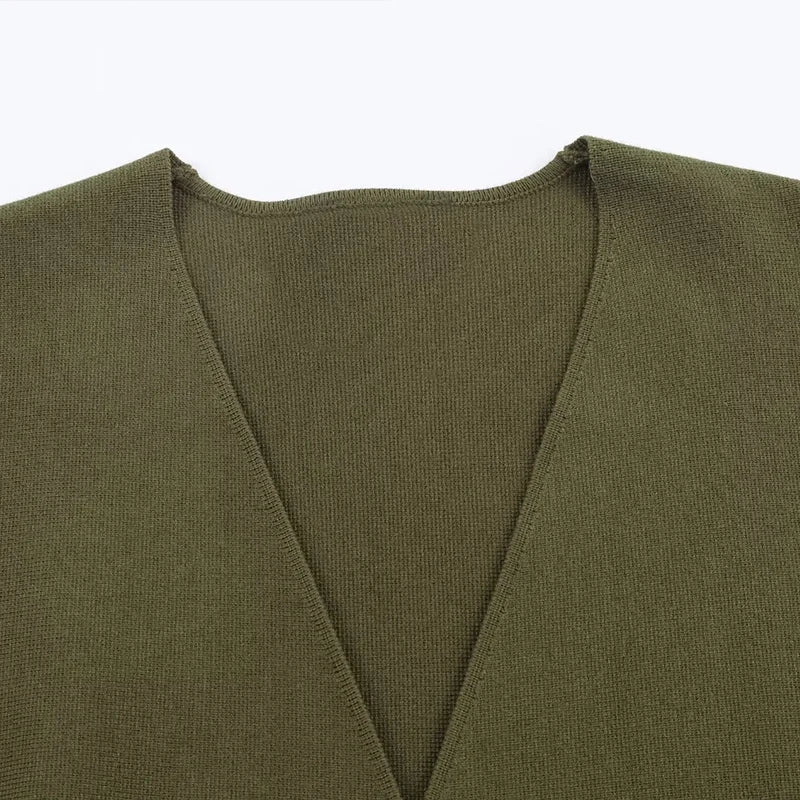 Woman Clothes Tops V Elegant Knit Cardigan For Women With V Neck Tie Waist And Flared Hem Autumn And Winter Workwear Top