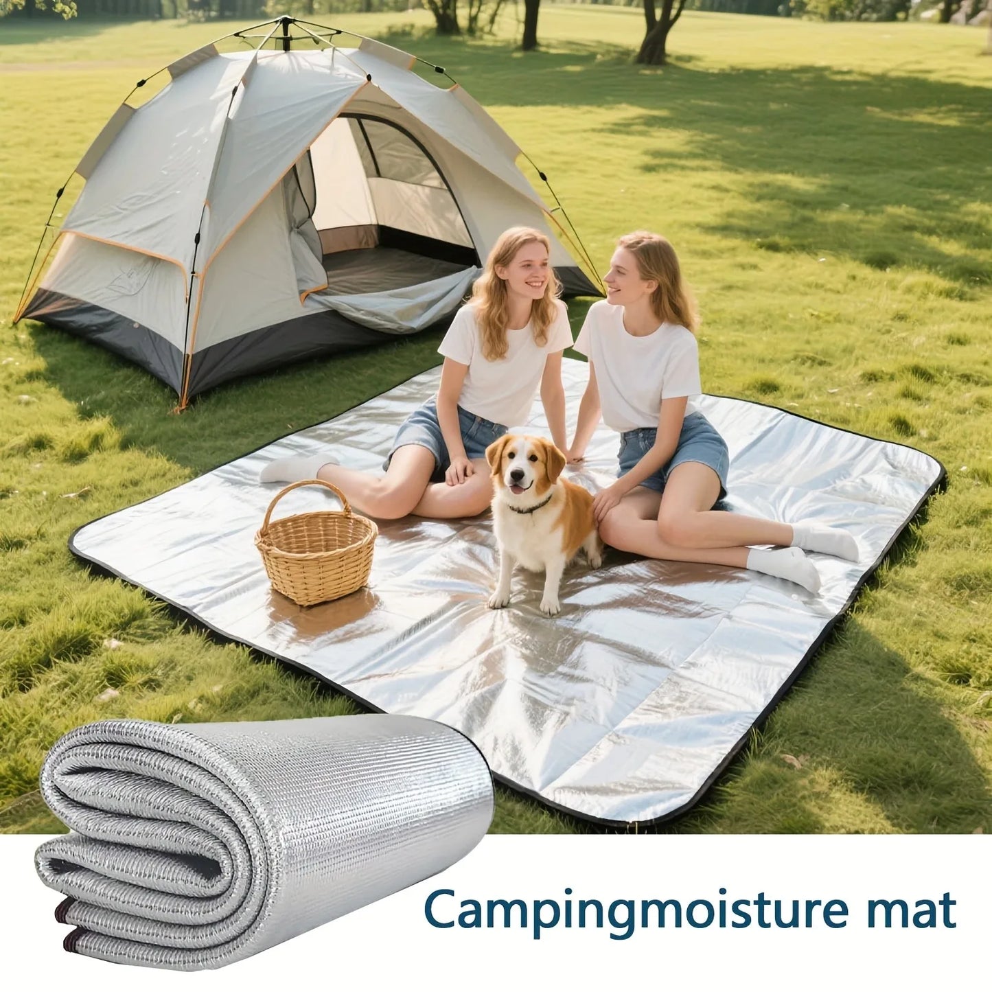 ZHUOHUA Ortable Aluminum Foil Moisture-Proof Mat,Waffle Weave Design,Lightweight for Camping,Beach,Tents,All-Season Outdoor Use