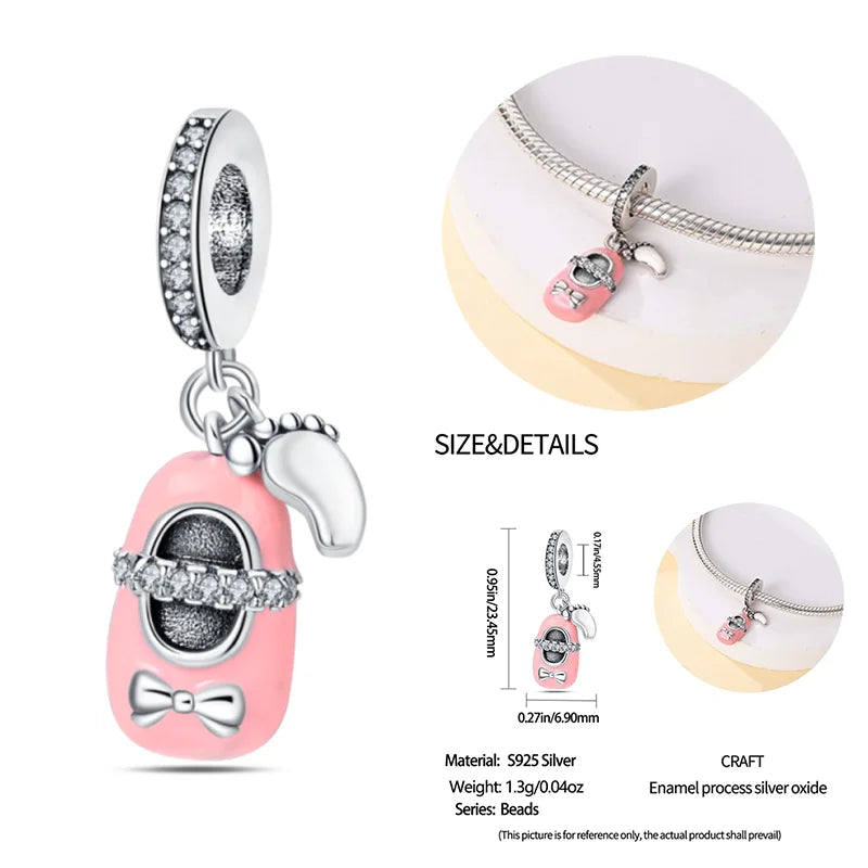 New 925 sterling silver bow star love pink series charm beads suitable for 3mm original bracelet DIY fashion jewelry gift