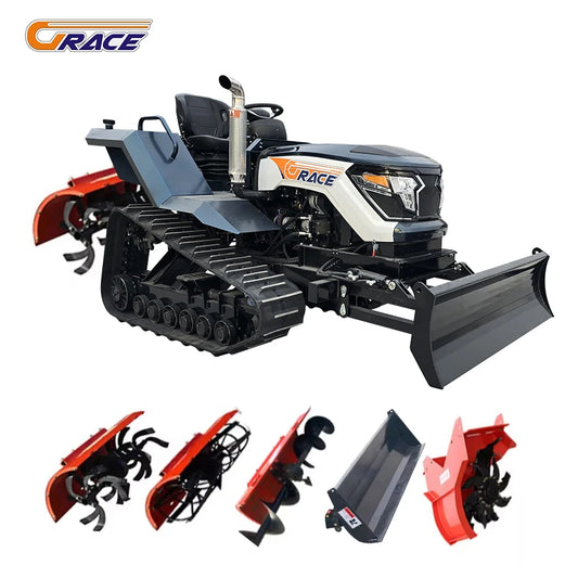 Best Price 80hp 120hp Agricultural Crawler Tractor With Front Bucket And Backhoe