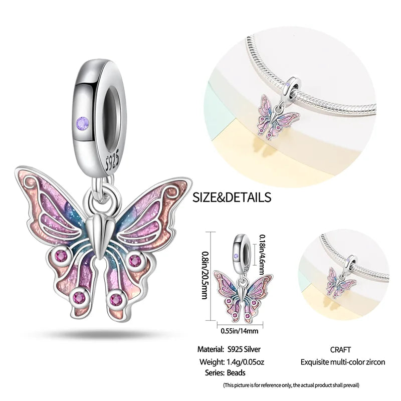 New 925 sterling silver bow star love pink series charm beads suitable for 3mm original bracelet DIY fashion jewelry gift