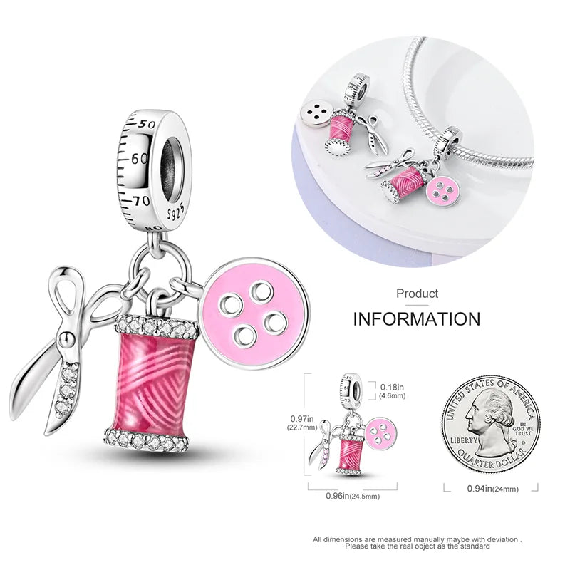 New 925 sterling silver bow star love pink series charm beads suitable for 3mm original bracelet DIY fashion jewelry gift