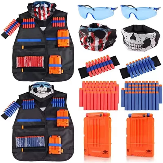 Kids Tactical Vest Kit for Nerf N-Strike Elite Series Bullets Magazines Goggles Bib Undershirt Holder Suit Kits Outdoor Game Toy
