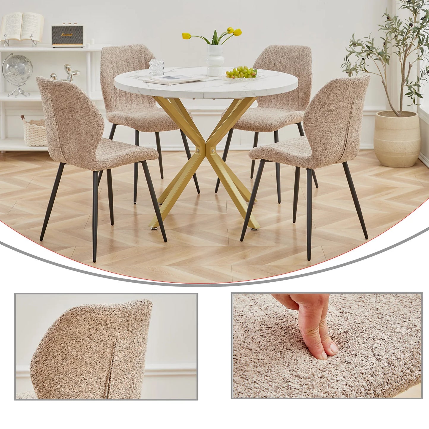 4Pcs/Set Modern Dining Chairs Padded Seat Iron Legs Nordic Minimalist office Chairs For Kitchen Living/Dining Room Restaurant