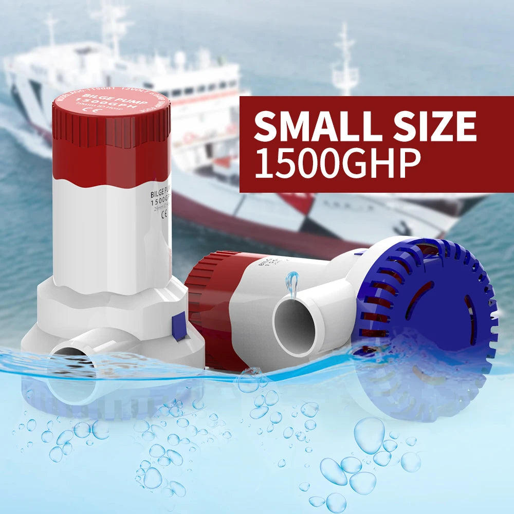 The Fourth Generation Bilge Pump 24/12VDC 1500/1100GPH Kit High Flow Power submersible water pump with switch for garden home