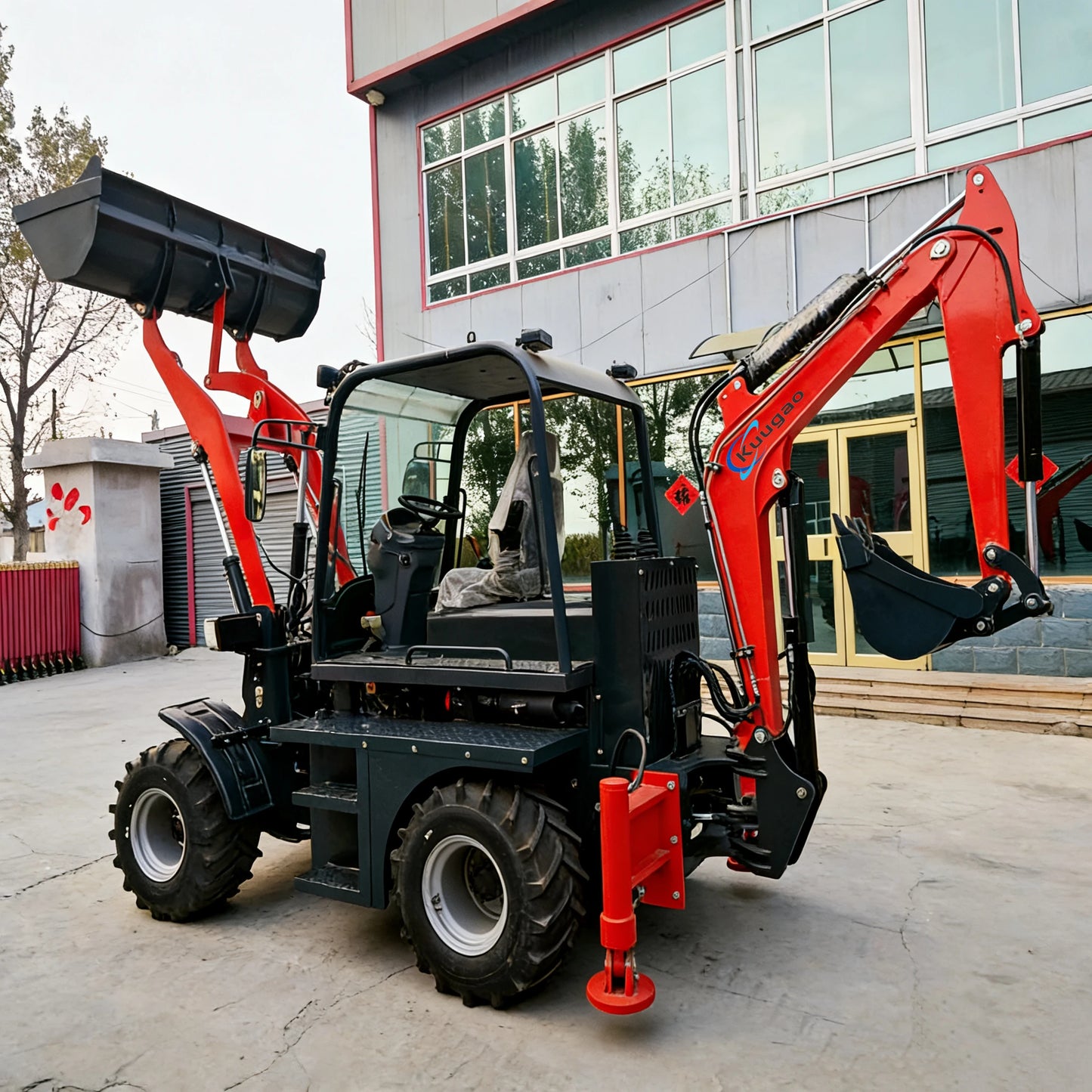 Backhoe Loader Free shipping 4X4 Agricultural tractor Front Loader Mini Excavator Mini Loader Digger Kubota Engine Customized