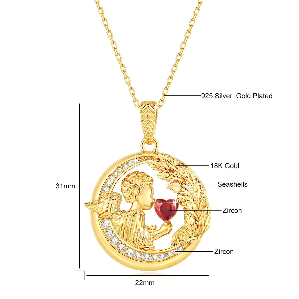 Authentic AU750 Real 18K Gold Angel Fall in Love Pendant For Woman Yellow Gold Gift Stylish Present Fine Jewelry