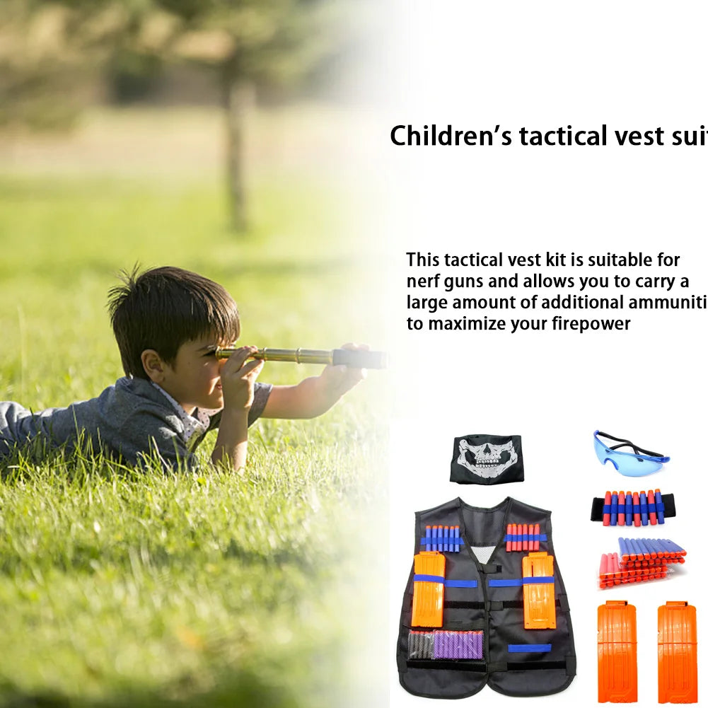 Kids Tactical Vest Kit for Nerf N-Strike Elite Series Bullets Magazines Goggles Bib Undershirt Holder Suit Kits Outdoor Game Toy