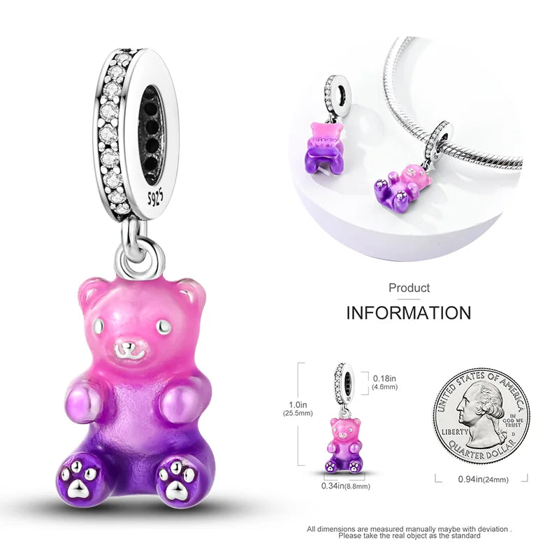 New 925 sterling silver bow star love pink series charm beads suitable for 3mm original bracelet DIY fashion jewelry gift