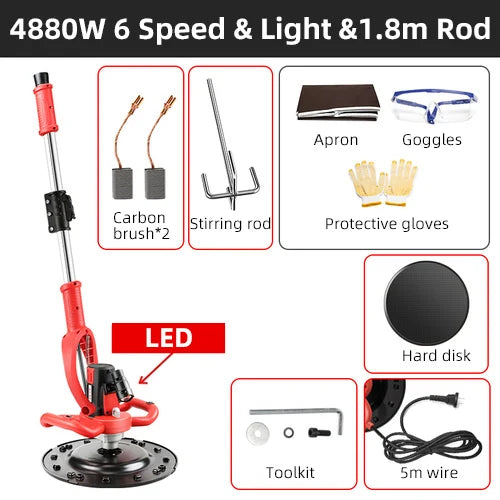 Wall Smoothing Polishing Machine 2880W/4880W 220V 6 Speeds Electric Cement Mortar Trowel Leveling Machine Concrete Mixer