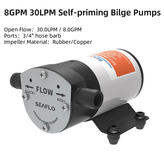 SEAFLO Motor boat bilge pump 12V automatic drainage pump large flow yacht centrifugal impeller self-priming pump