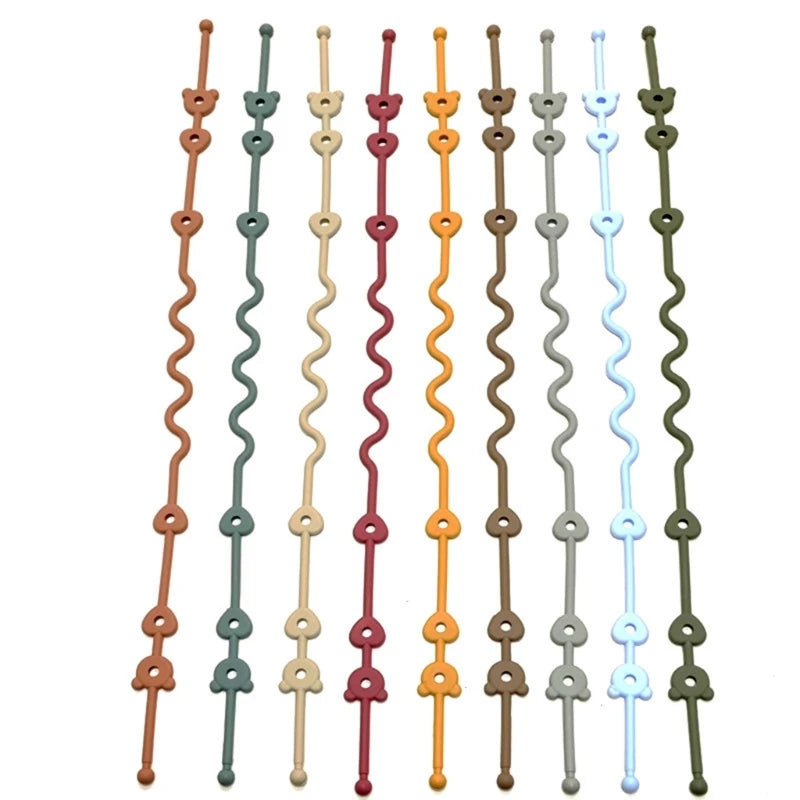 Silicone Pacifier Chain Secure Straps Toy & Cup Holder for Strollers & Chairs