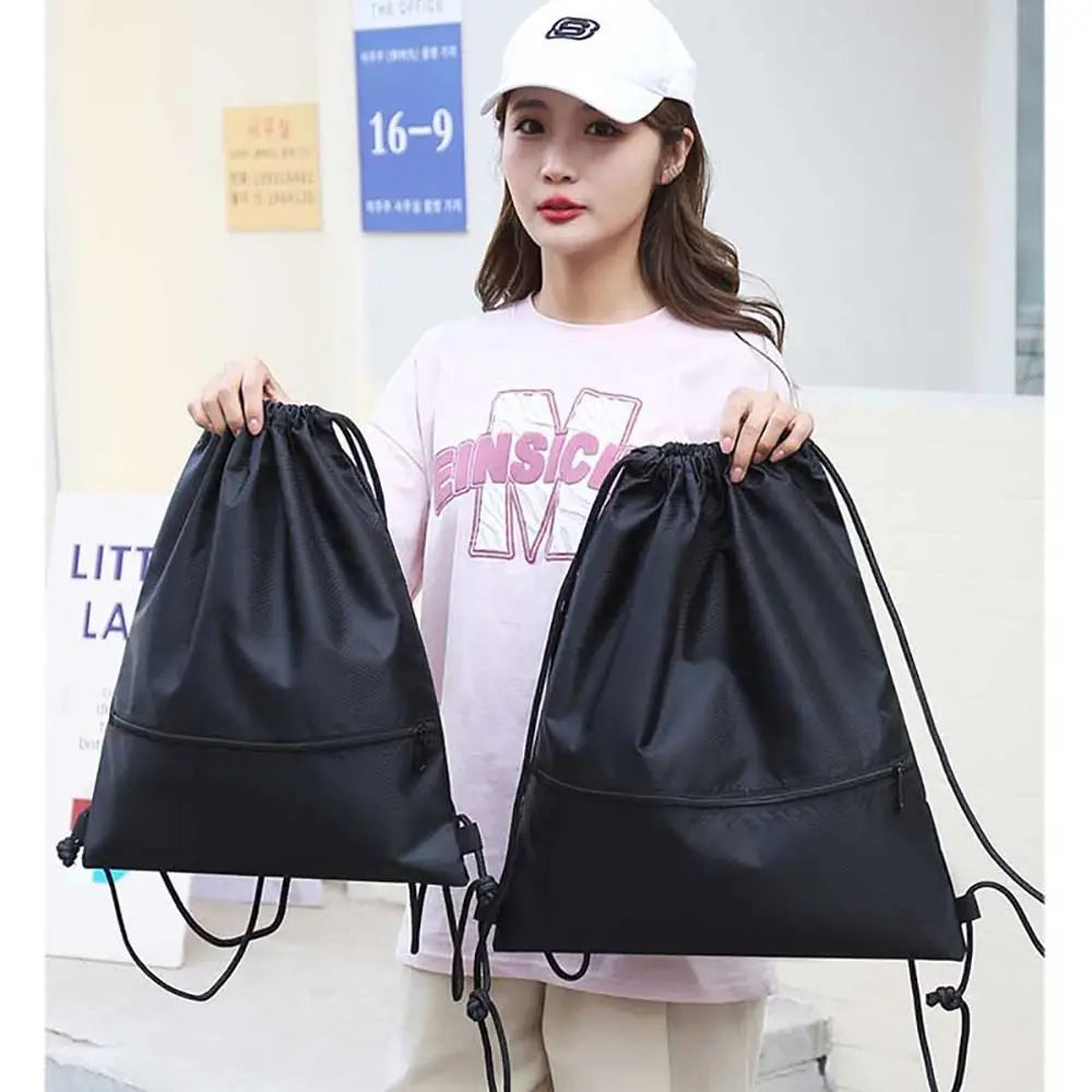 Waterproof Drawstring Pocket Simple Backpack Unisex Fitness Backpack Lightweight Basketball Helmet Storage Bag Oxford Zipper Bag