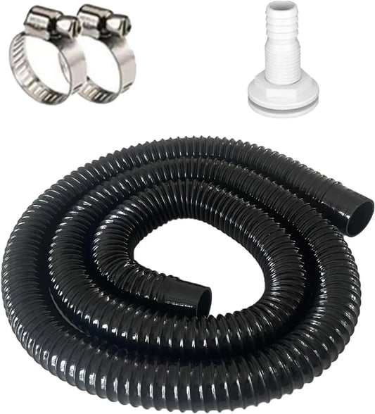 1set Bilge Pump Hose 1-1/8 Inch For Dia Bilge Pump Installation Kit PVC Hose With 2 Stainless Steel Clamps And Thru-Hull Fitting