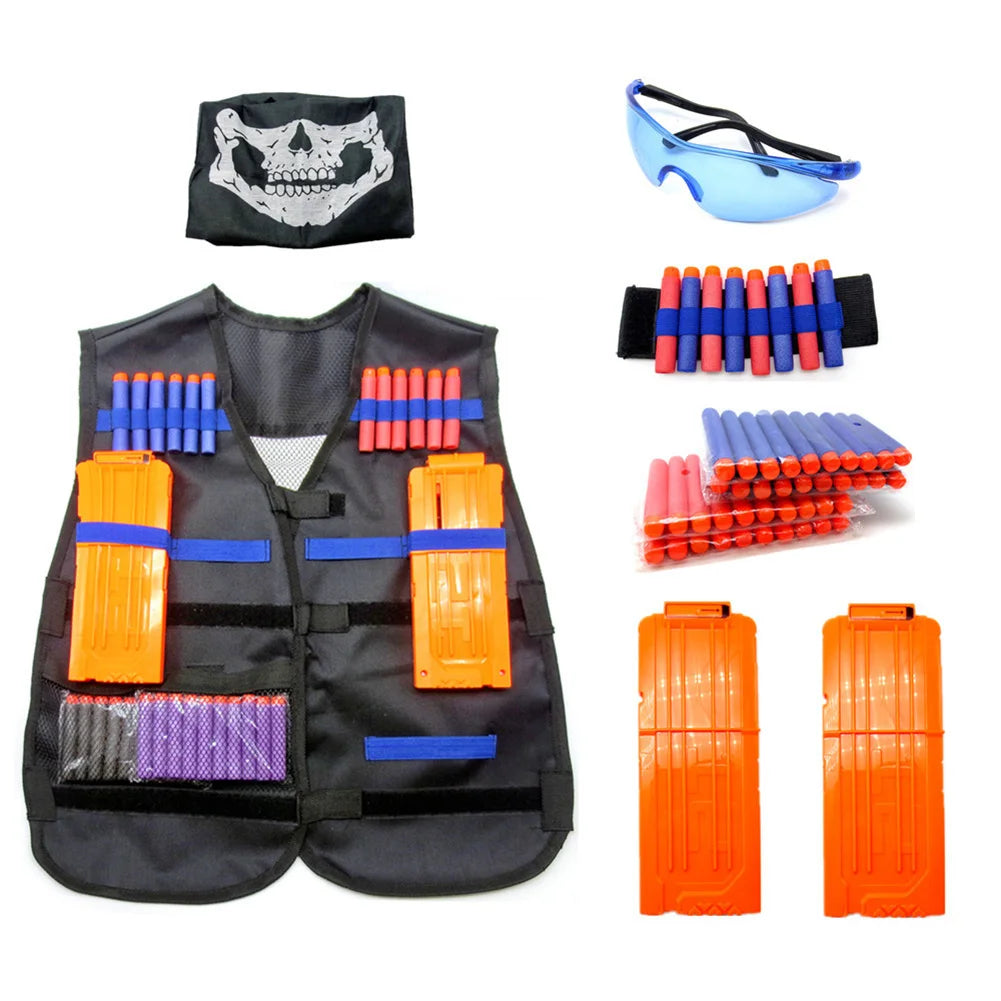 Kids Tactical Vest Kit for Nerf N-Strike Elite Series Bullets Magazines Goggles Bib Undershirt Holder Suit Kits Outdoor Game Toy