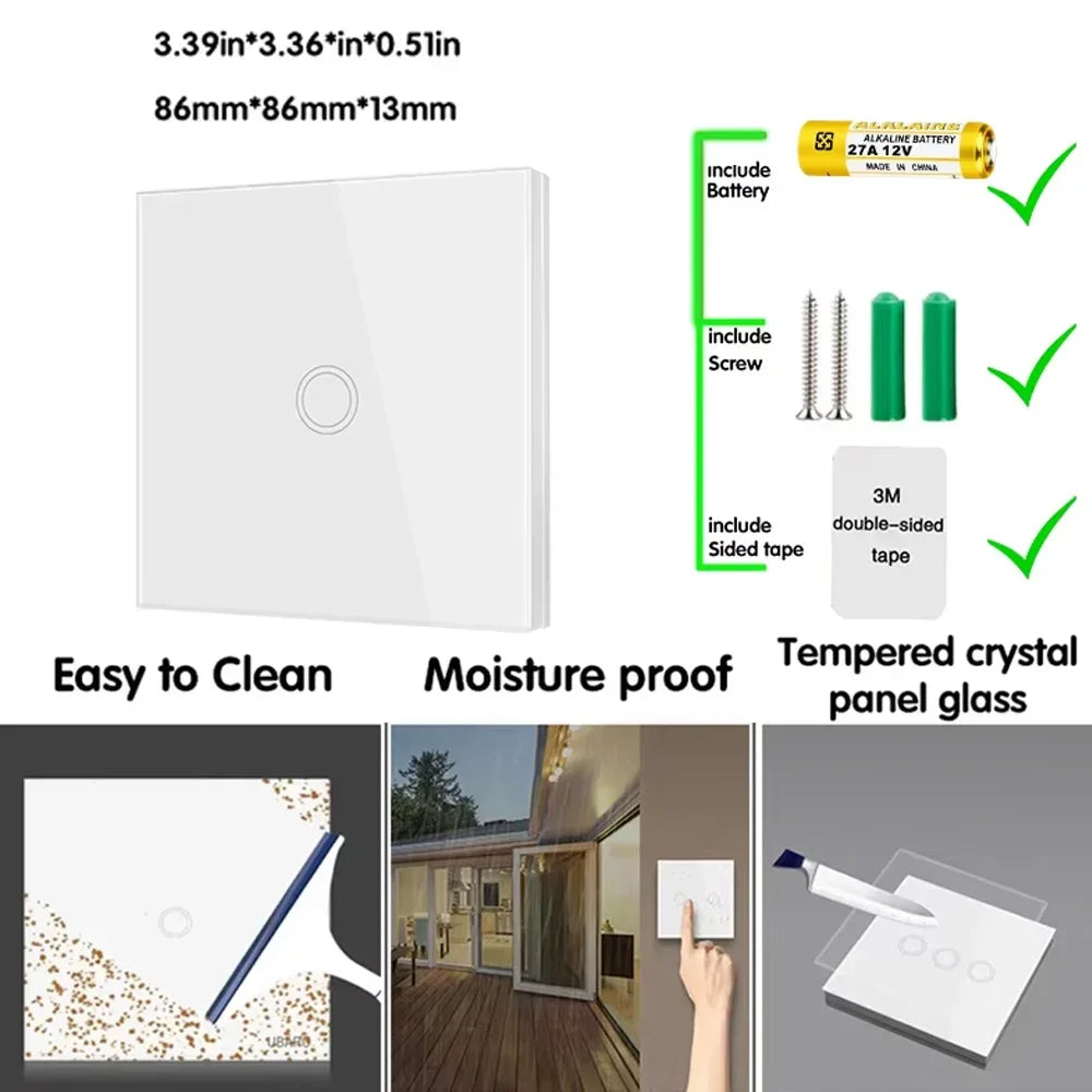 Smart Wireless Light Switch 433Mhz Wall Panel transmitter touch remote control Switch 110V 220V 10A Mini Relay Receiver for Lamp