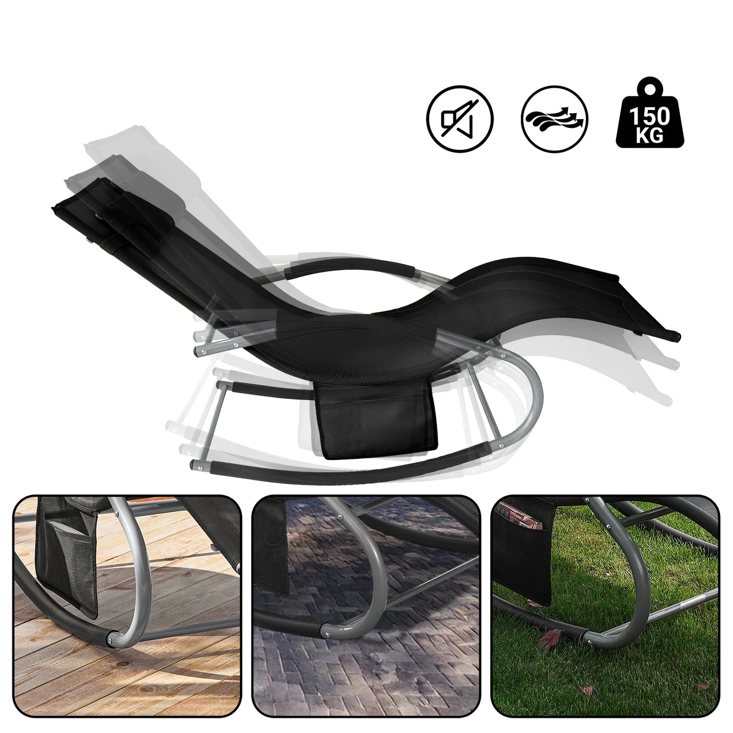 SoBuy OGS28 Sun lounger garden lounger swing with bag and breathable and airy swing lounger for gardens, courtyards, beaches