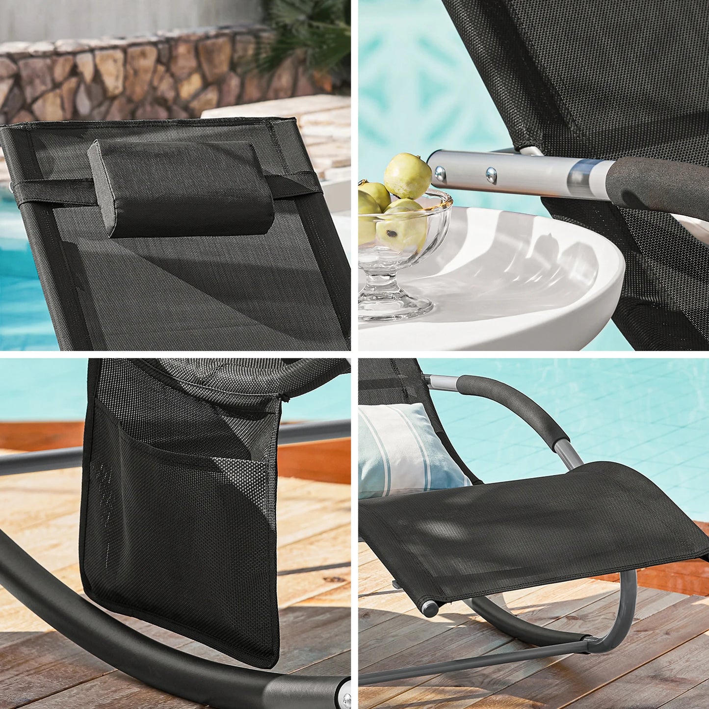 SoBuy OGS28 Sun lounger garden lounger swing with bag and breathable and airy swing lounger for gardens, courtyards, beaches