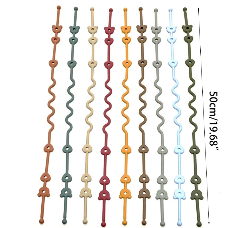 Silicone Pacifier Chain Secure Straps Toy & Cup Holder for Strollers & Chairs