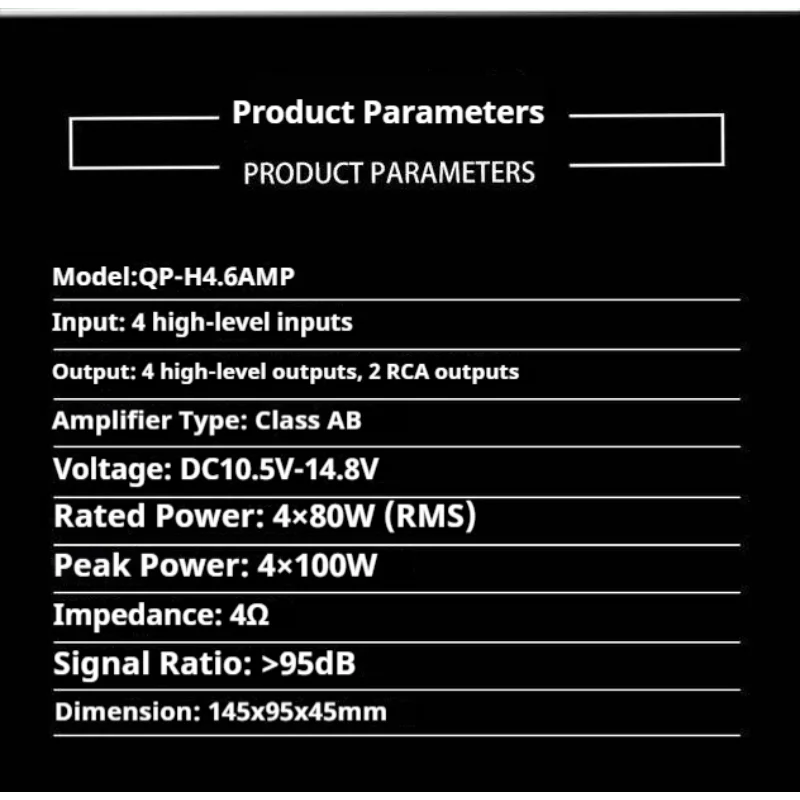 1pc 4*80W car amplifier with DSP four-channel audio amplification function, specifically designed for car audio systems equipped