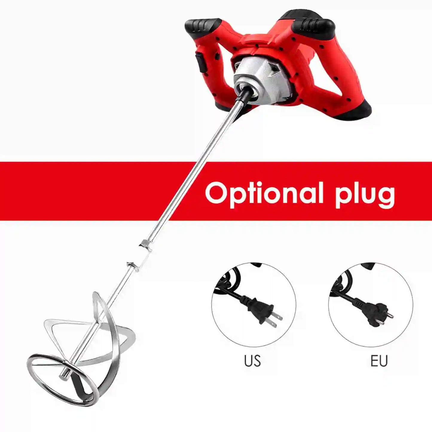 2100W Electric Cement Mixer Stirrer Heavy Duty 6-Speed Regulation Handheld S-type Concrete Mixer for Mortars Paint Mud Grout