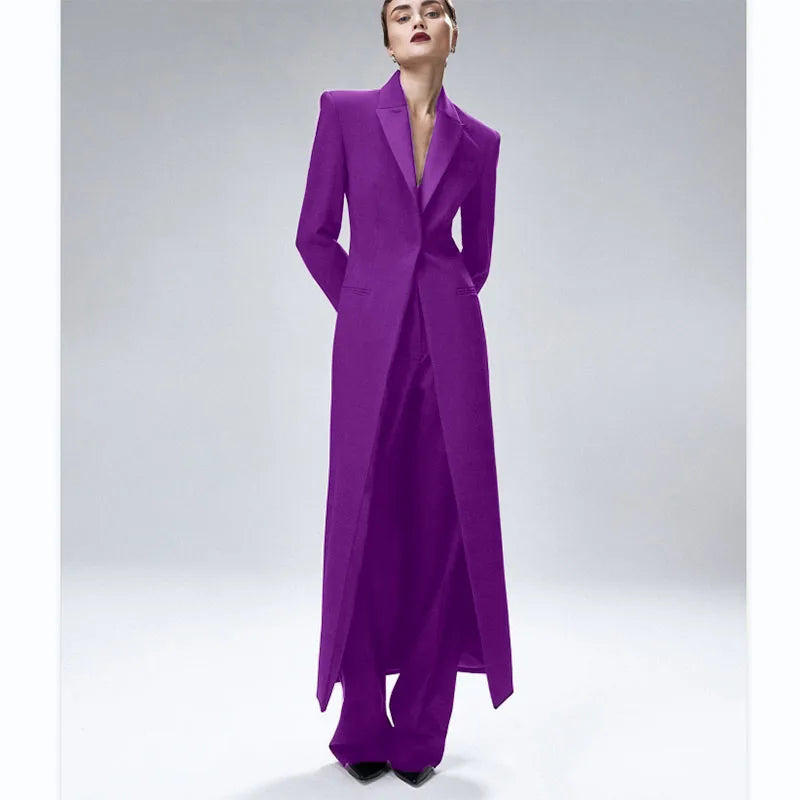 Women's Suit 2-Piece Elegant And Fashionable Women's Suit Jacket Suit Slim Business Formal Wedding One-Button Long Coat XS-XXXL
