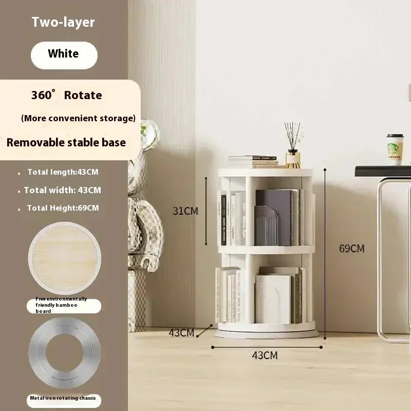 Cabinets Bedroom White Bookcase Display Shelves Mobile Rotating Bookcase Organizer Round Estante Para Livros Modular Furnitures