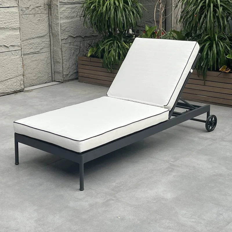 Luxury Outdoor Aluminum Sun Lounger with Wheels, Patio & Garden Sunbed Furniture for Poolside Sillas De Playa Outdoor Furniture
