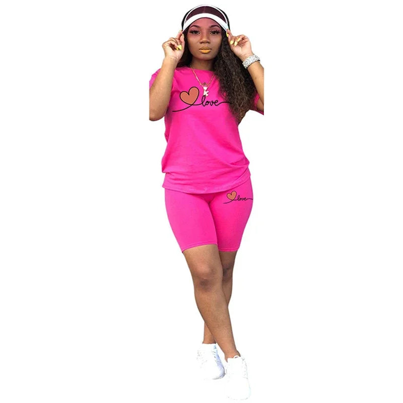 Summer Woman Clothing Casual Two Piece Set for Women'sTracksuit Short Sleeve Daily Shorts T-Shirts O-Neck Matching casual Sets