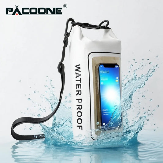 PACOONE New 2L Waterproof Bag Outdoor Cross-body Bag 2-in-1 Touch Screen Mobile Phone Waterproof Bag PVC Swimming Waterproof
