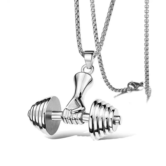 Barbell Pendant Mens Necklace Stainless Steel Fitness Wholesale Sports Style Male Accessories Gift for Mens Fitness Men S494