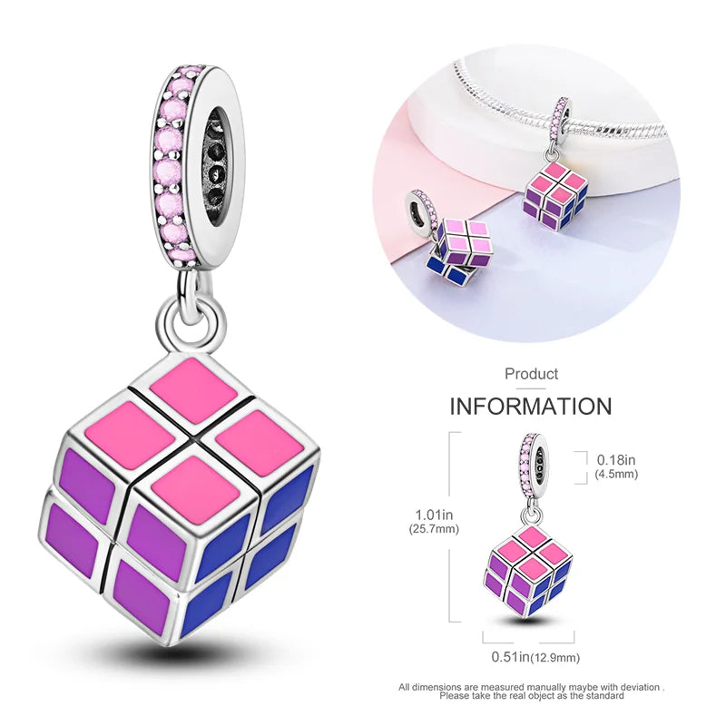 New 925 sterling silver bow star love pink series charm beads suitable for 3mm original bracelet DIY fashion jewelry gift