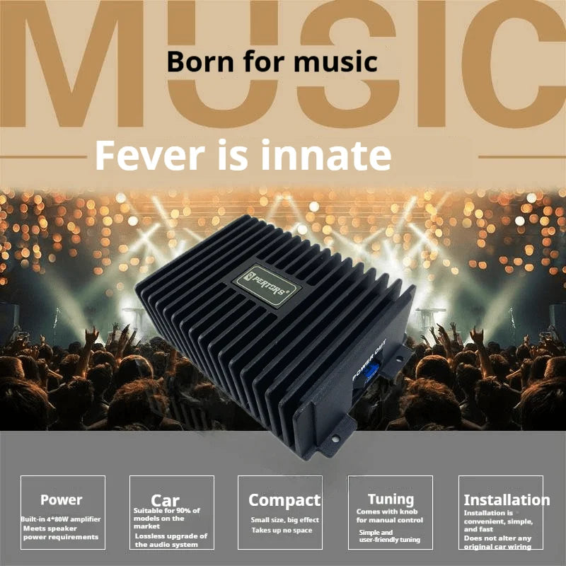 1pc 4*80W car amplifier with DSP four-channel audio amplification function, specifically designed for car audio systems equipped