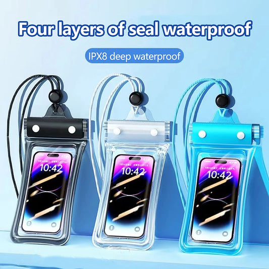 AquaGlide Clear – Transparent Waterproof Touchscreen Phone Case