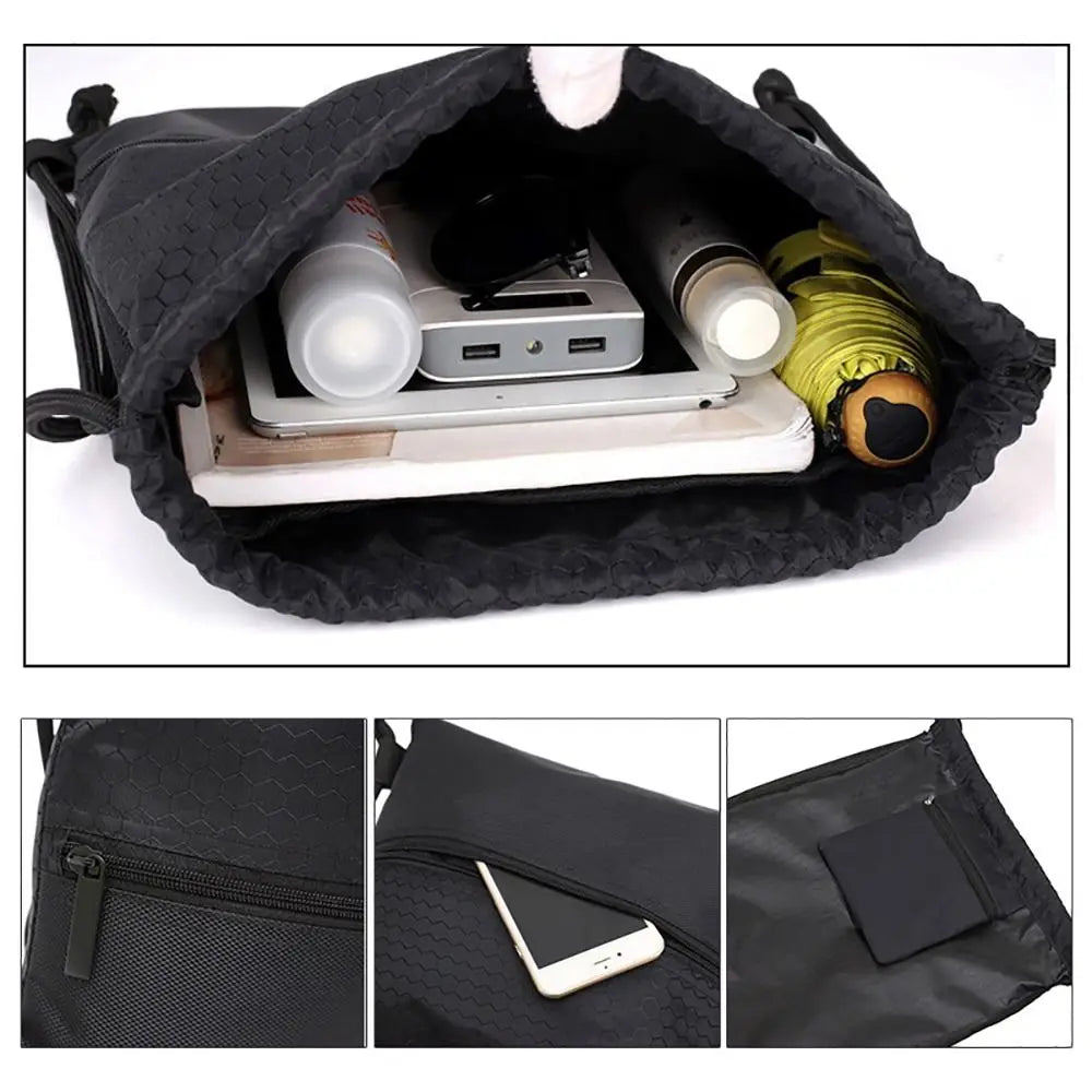 Waterproof Drawstring Pocket Simple Backpack Unisex Fitness Backpack Lightweight Basketball Helmet Storage Bag Oxford Zipper Bag