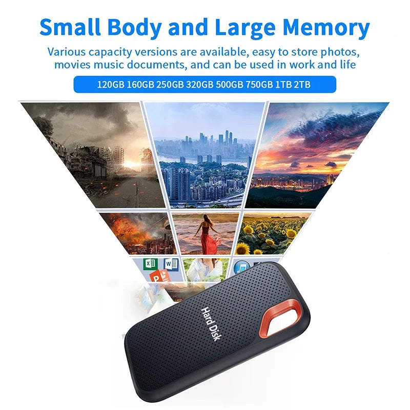 1TB High-quali External Hard Drive Portable Hard Disk 2TB Original SSD USB3.1 Solid Disk 128TB Storage Device for Windows/Mac