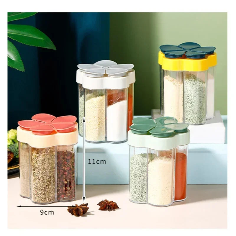 Glass Spices Jars Stickers Salt Sugar Powder Olive Oil Pepper Seasoning Storage Bottle Spoon Base Tools Kitchen Accessories Set